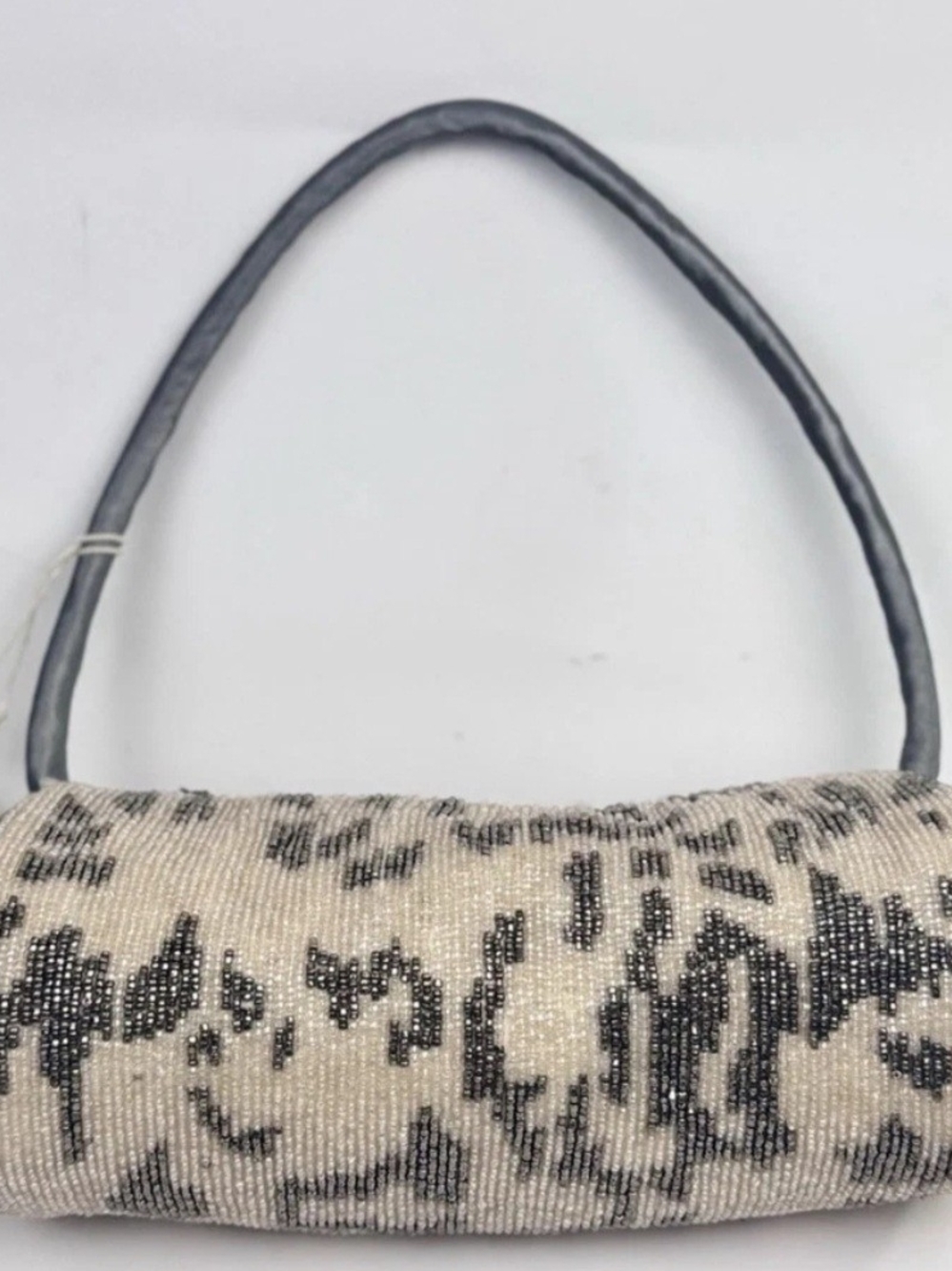 Free People Beaded Animal Print Zip Top Handle Handbag